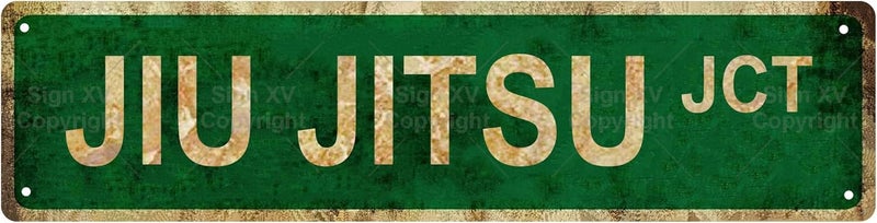 Aeontinity JIU JITSU Judo Sports Vintage Metal Tin Street Sign Bar Cafe Garage Cave Home Room Wall Bathroom Farmhouse Garden Porch Patio Decor, 16 x 4 Inch - Image 1